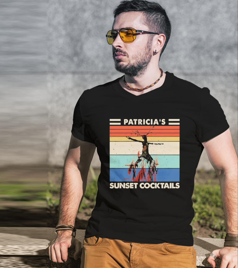 Patricia's Sunset Cocktails Vintage Beach Stripes T-Shirt