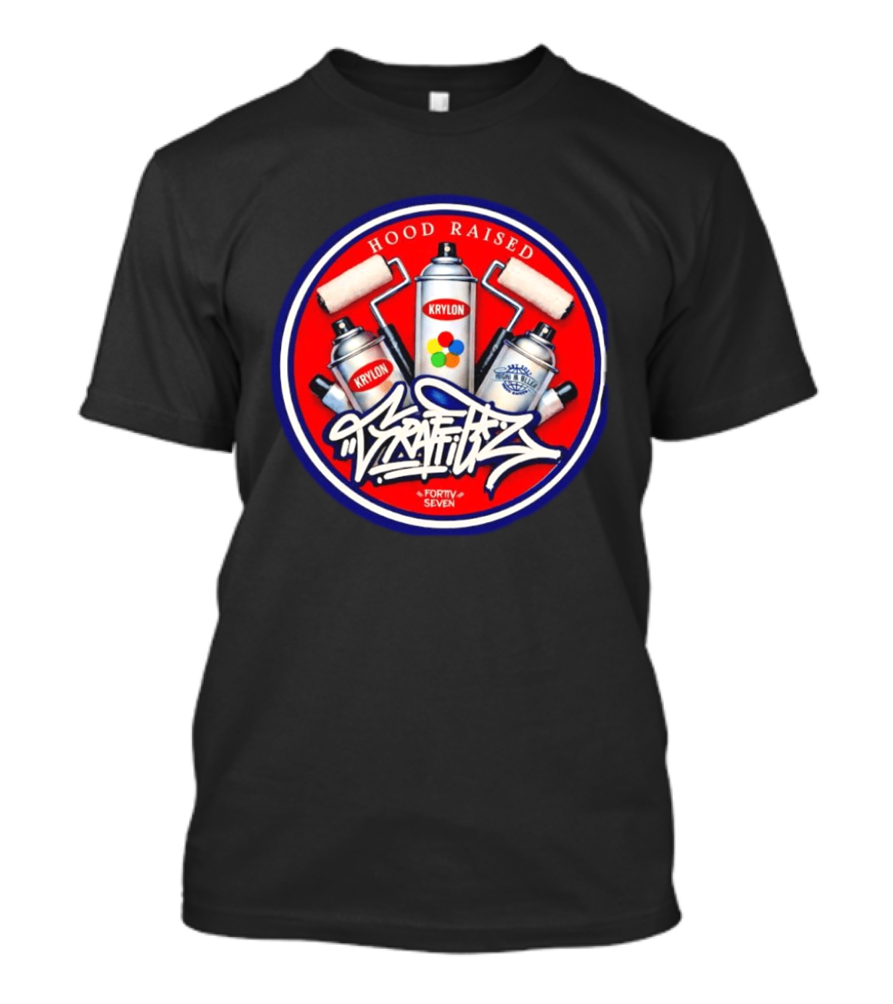 Hood Raised Krylon Graffiti Forty Seven High Bller Est 2017 T-Shirt