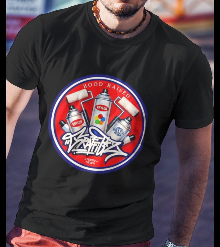 Hood Raised Krylon Graffiti Forty Seven High Bller Est 2017 T-Shirt
