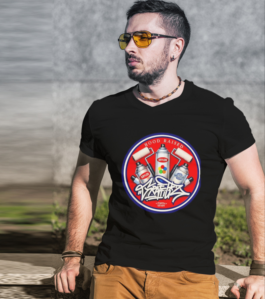 Hood Raised Krylon Graffiti Forty Seven High Bller Est 2017 T-Shirt