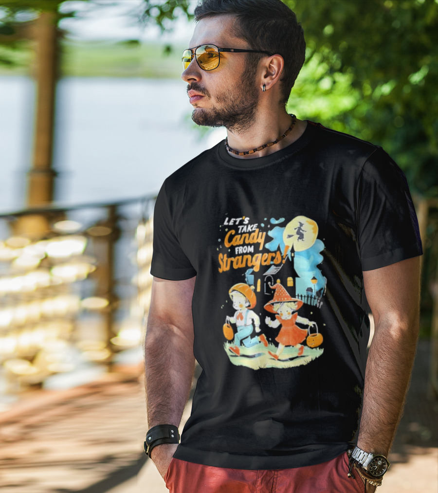 Let's Take Candy From Strangers Halloween Witch Pumpkin Kids T-Shirt