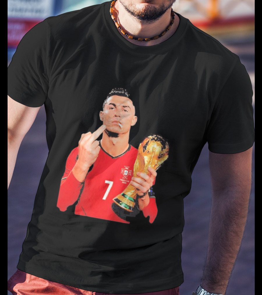 Cristiano Ronaldo Portugal 7 Middle Finger World Cup Trophy T-Shirt