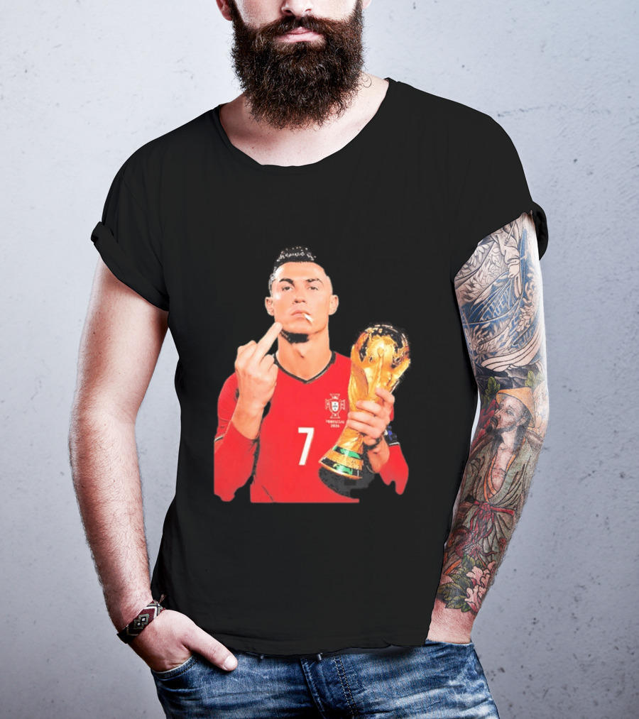 Cristiano Ronaldo Portugal 7 Middle Finger World Cup Trophy T-Shirt