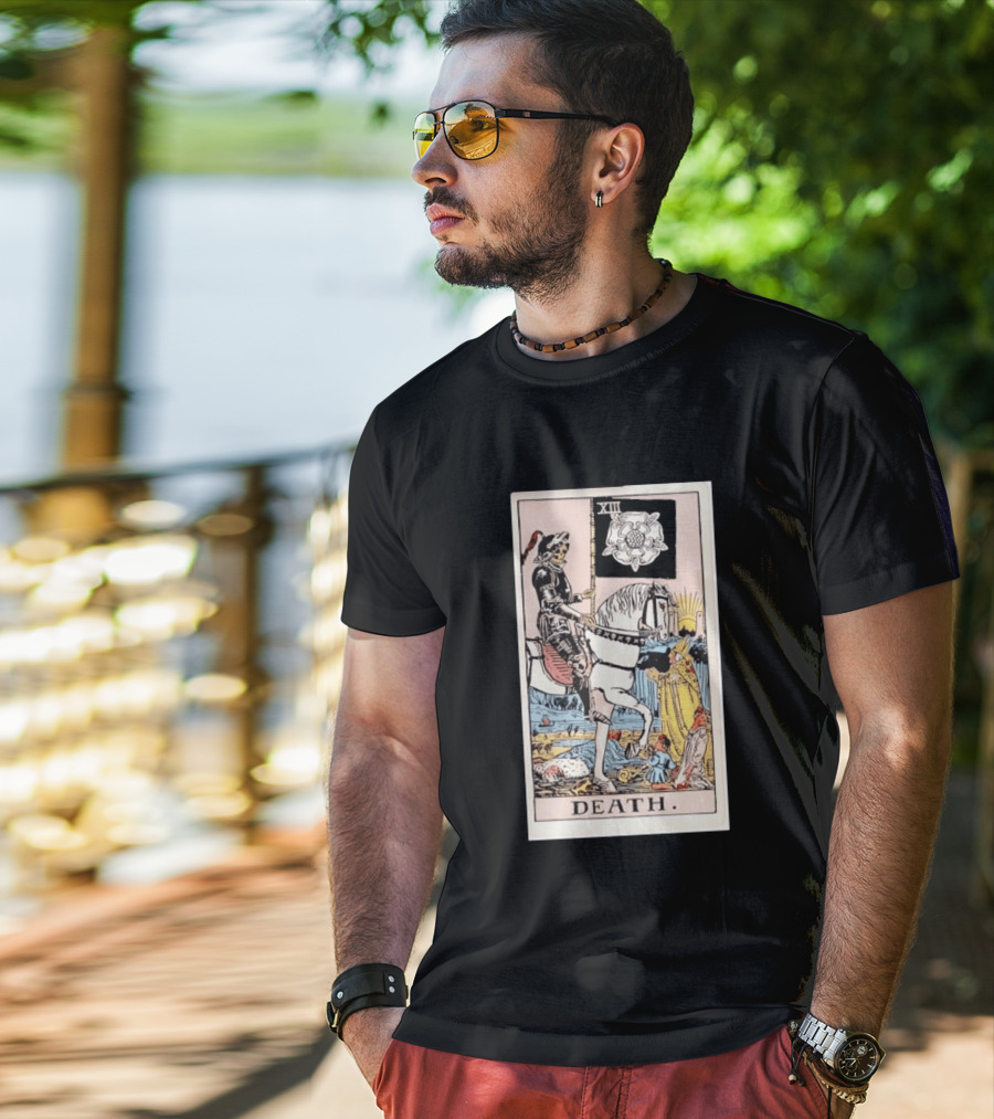 XIII Death Rider Of The Apocalypse Tarot Card Skeleton On Horse Flag XIII T-Shirt