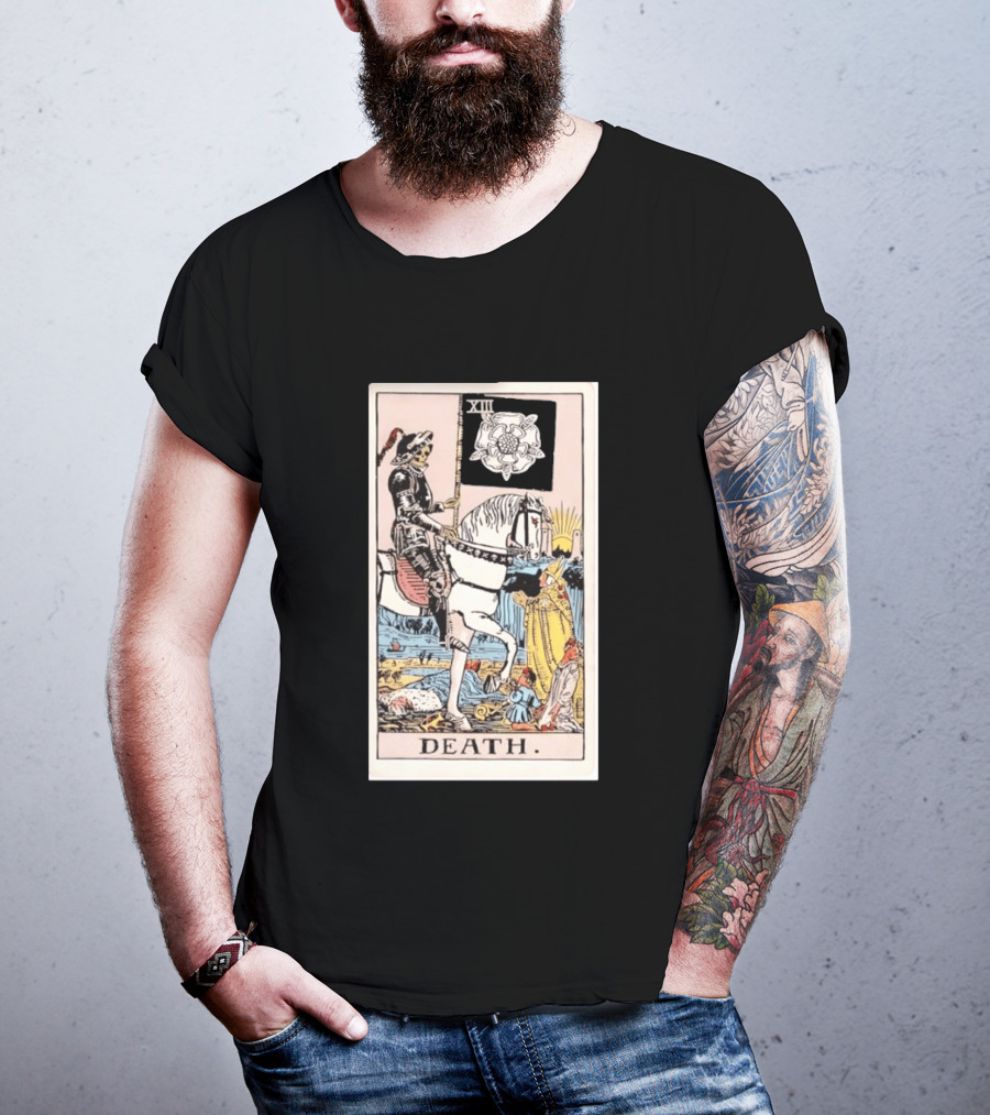 XIII Death Rider Of The Apocalypse Tarot Card Skeleton On Horse Flag XIII T-Shirt