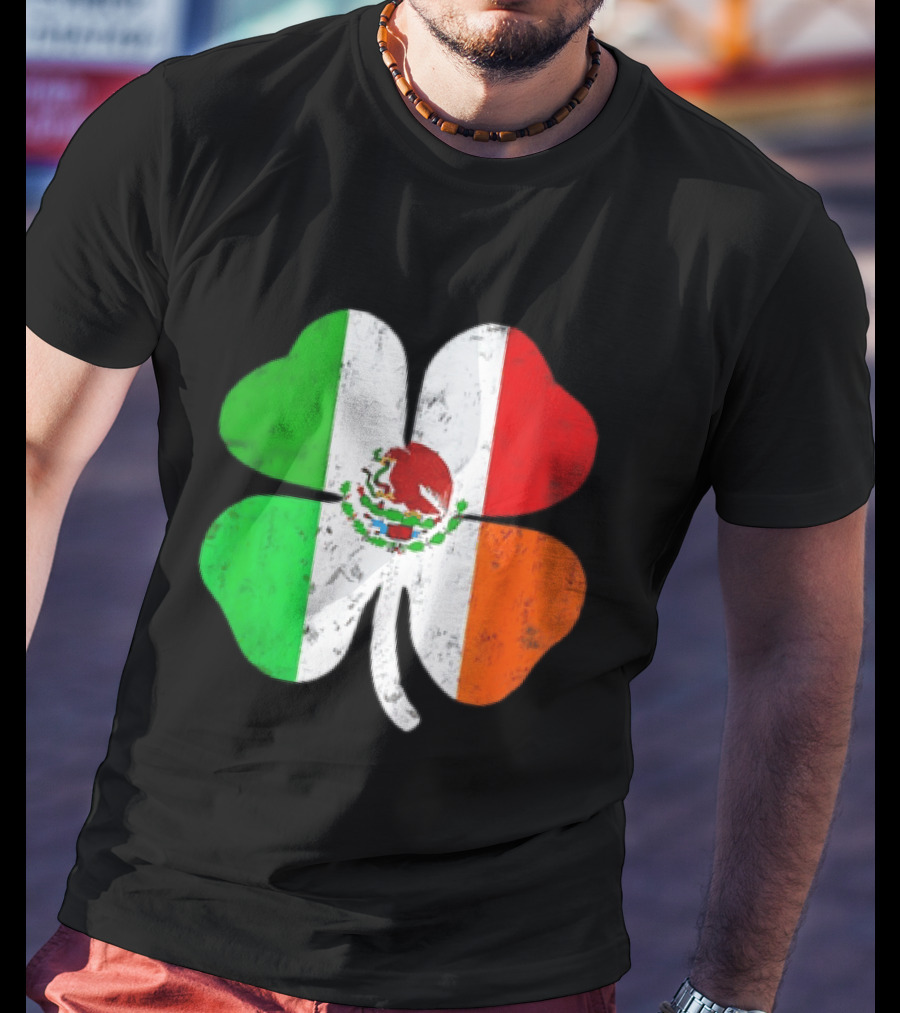 Mexican Irish Shamrock Flag St Patrick's Mexico Ireland Unity T-Shirt