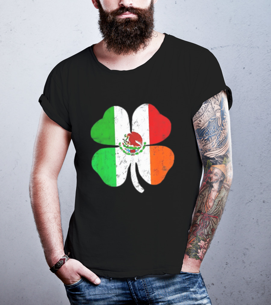 Mexican Irish Shamrock Flag St Patrick's Mexico Ireland Unity T-Shirt