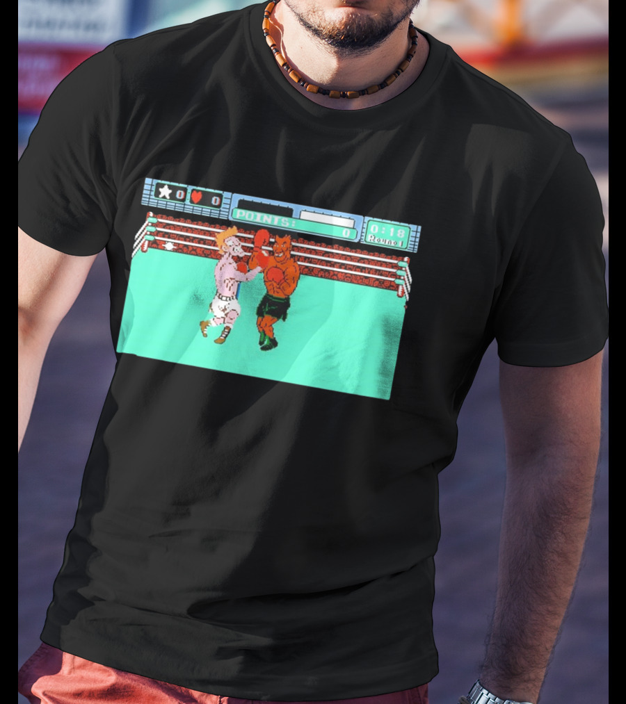 Punch Out NES Classic Mike Tyson Boxing Scene Retro 8 Bit Video Game T-Shirt