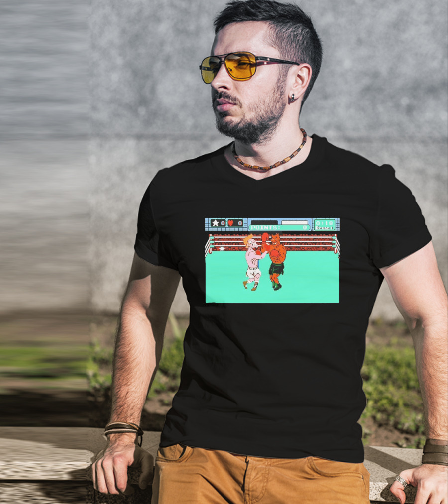Punch Out NES Classic Mike Tyson Boxing Scene Retro 8 Bit Video Game T-Shirt