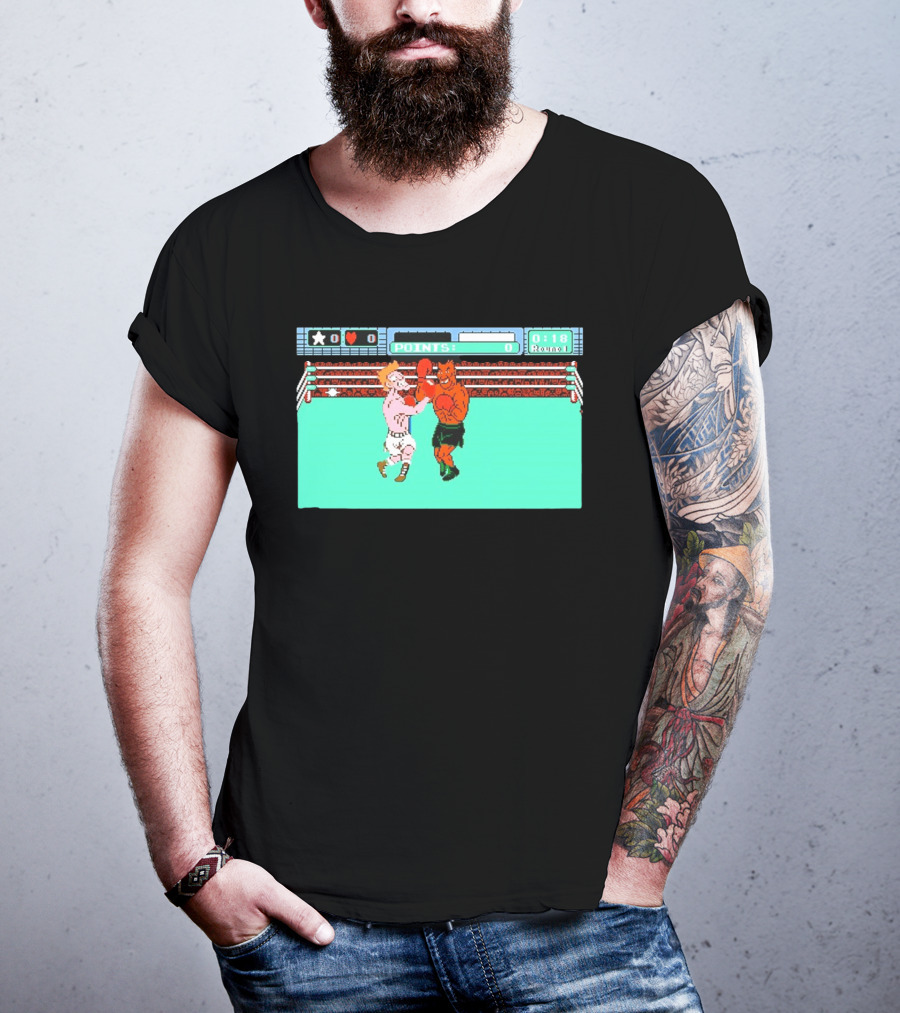 Punch Out NES Classic Mike Tyson Boxing Scene Retro 8 Bit Video Game T-Shirt