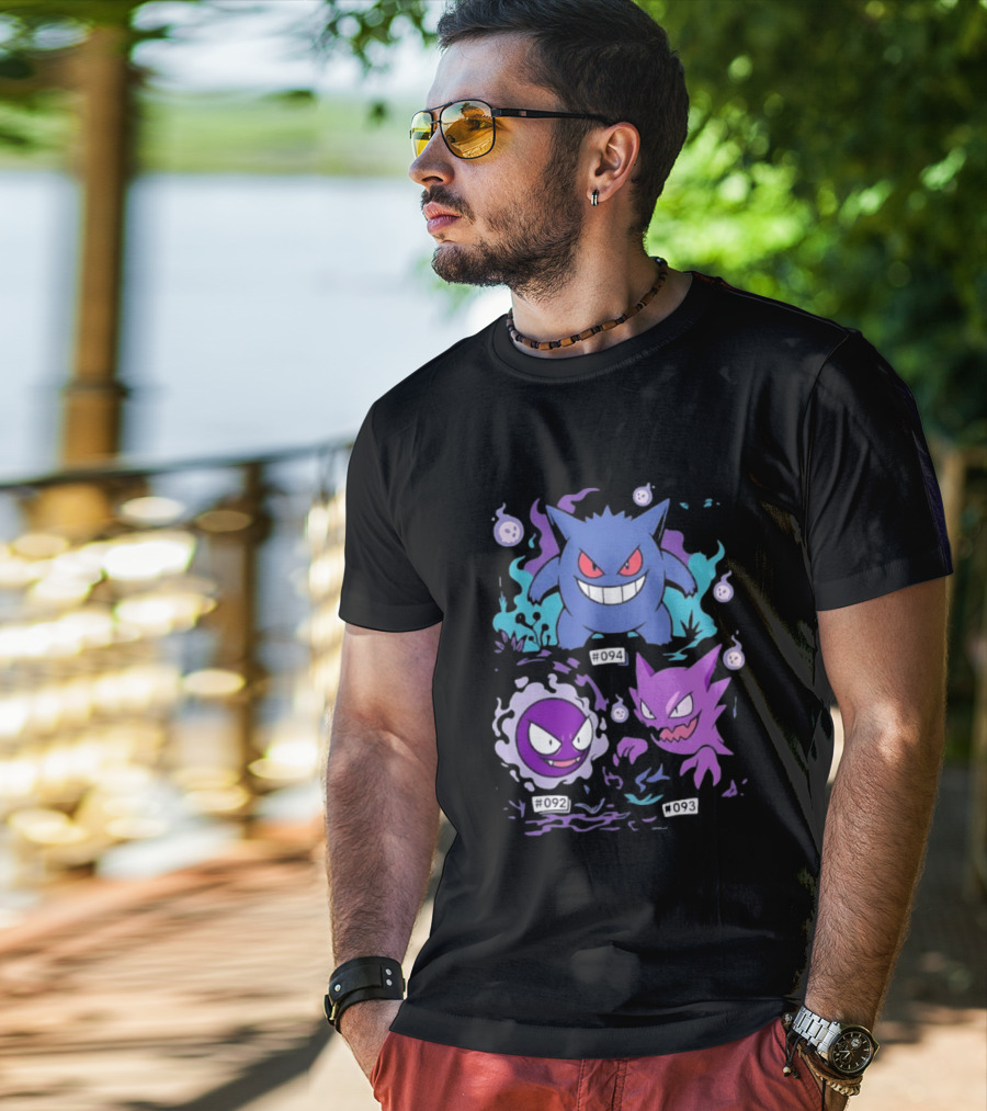 Gengar Haunter Gastly Pokemon Evolution Line 094 092 093 T-Shirt