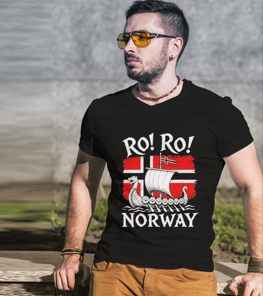 Ro Ro Norway Viking Longship Flag T-Shirt