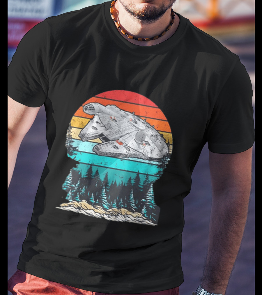 Star Wars Millennium Falcon Forest Sunset T-Shirt