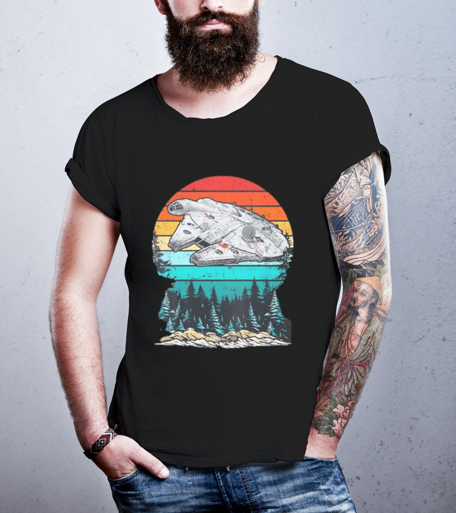 Star Wars Millennium Falcon Forest Sunset T-Shirt