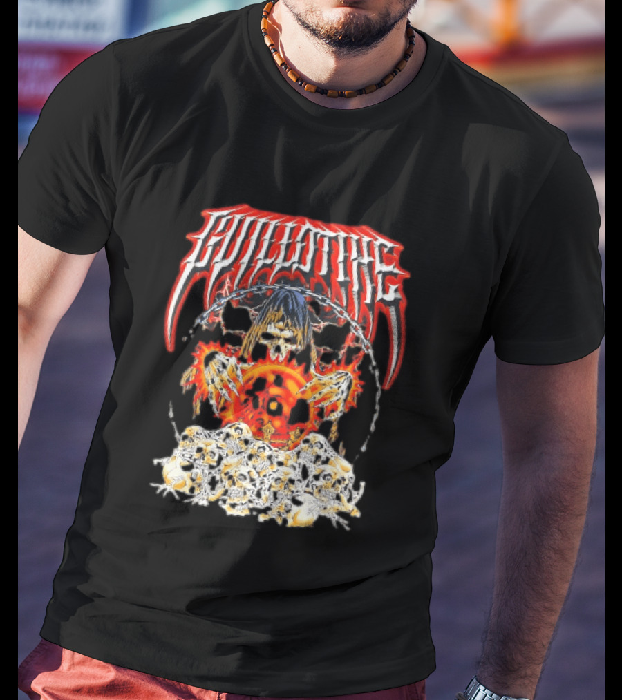 Guillotine Grim Reaper Crystal Ball Skulls Fiery Chains T-Shirt
