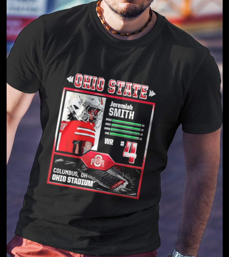 Ohio State Buckeyes Jeremiah Smith Columbus Football Ohio Stadium Number 4 T-Shirt