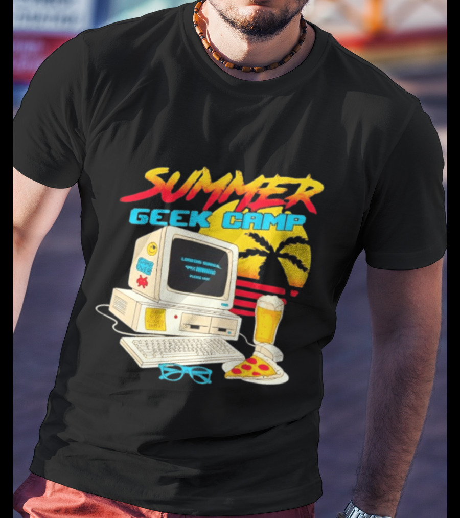 Summer Geek Camp Eat Sleep Code Repeat Loading Computer Pizza Beer T-Shirt
