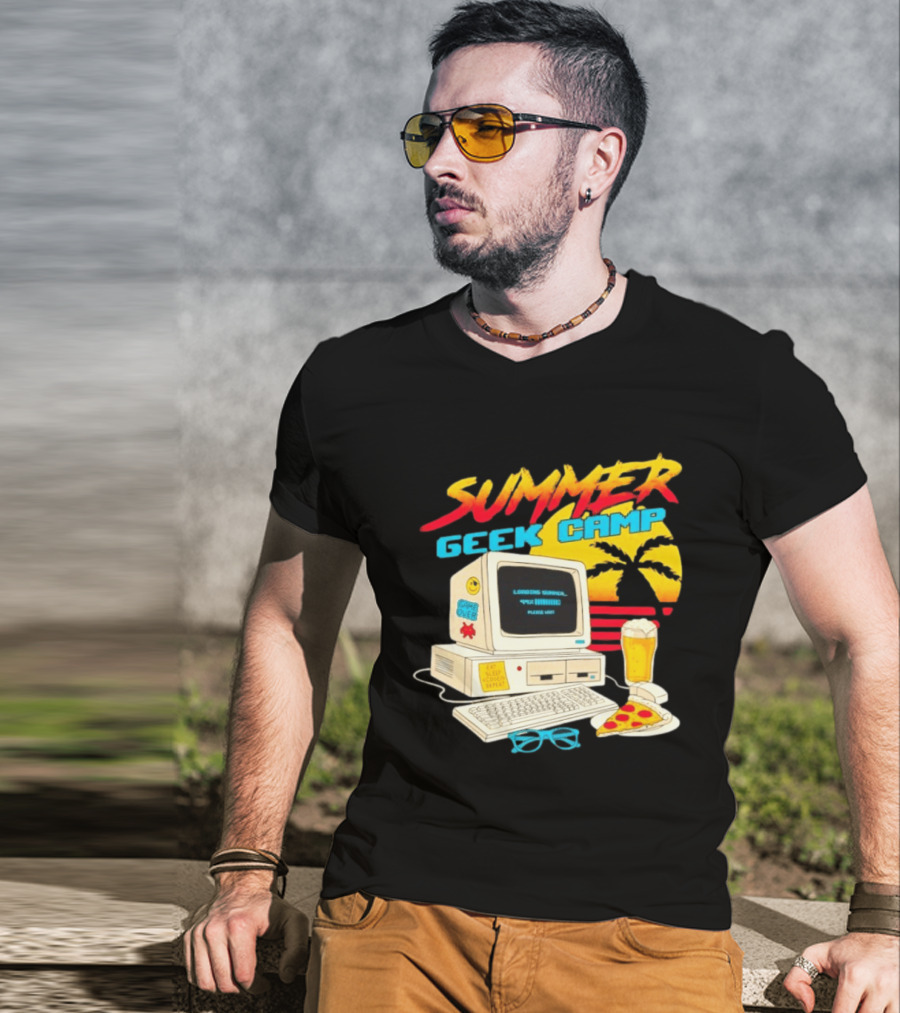 Summer Geek Camp Eat Sleep Code Repeat Loading Computer Pizza Beer T-Shirt