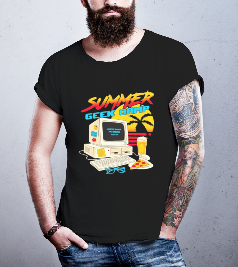 Summer Geek Camp Eat Sleep Code Repeat Loading Computer Pizza Beer T-Shirt