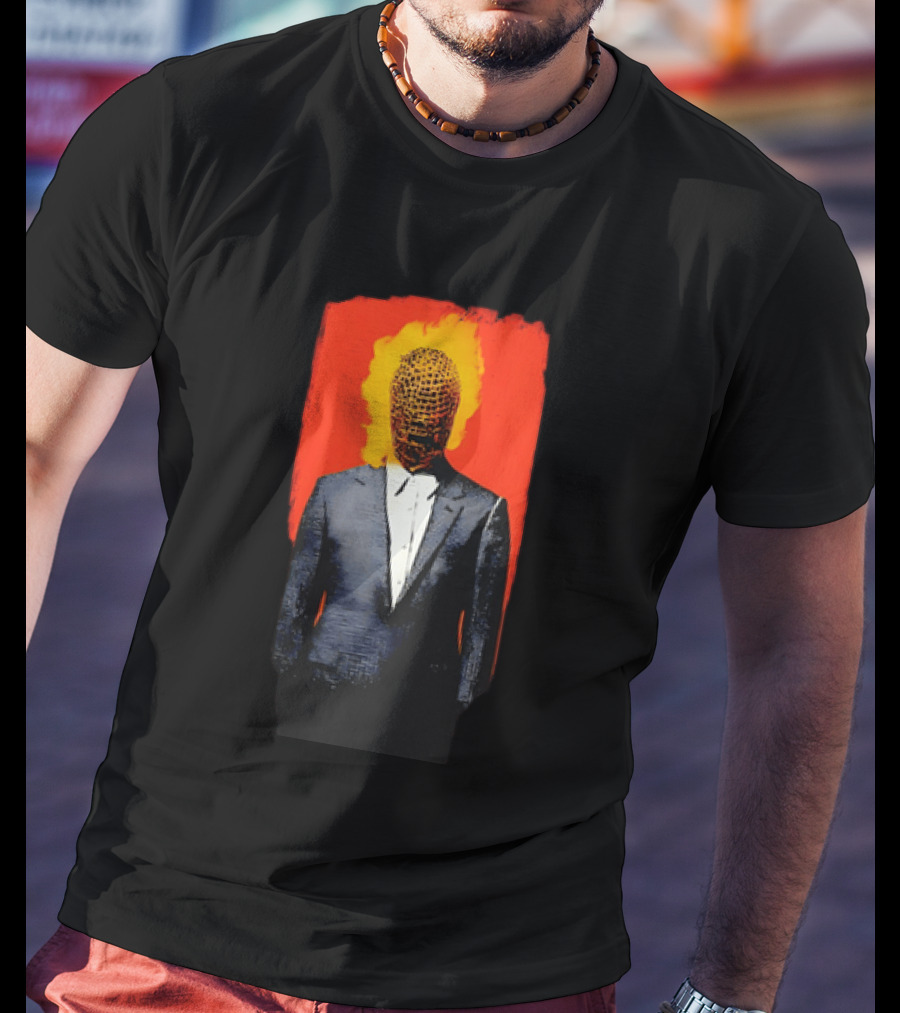 Ignition Man In Tuxedo With Fiery Head On Bold Red T-Shirt