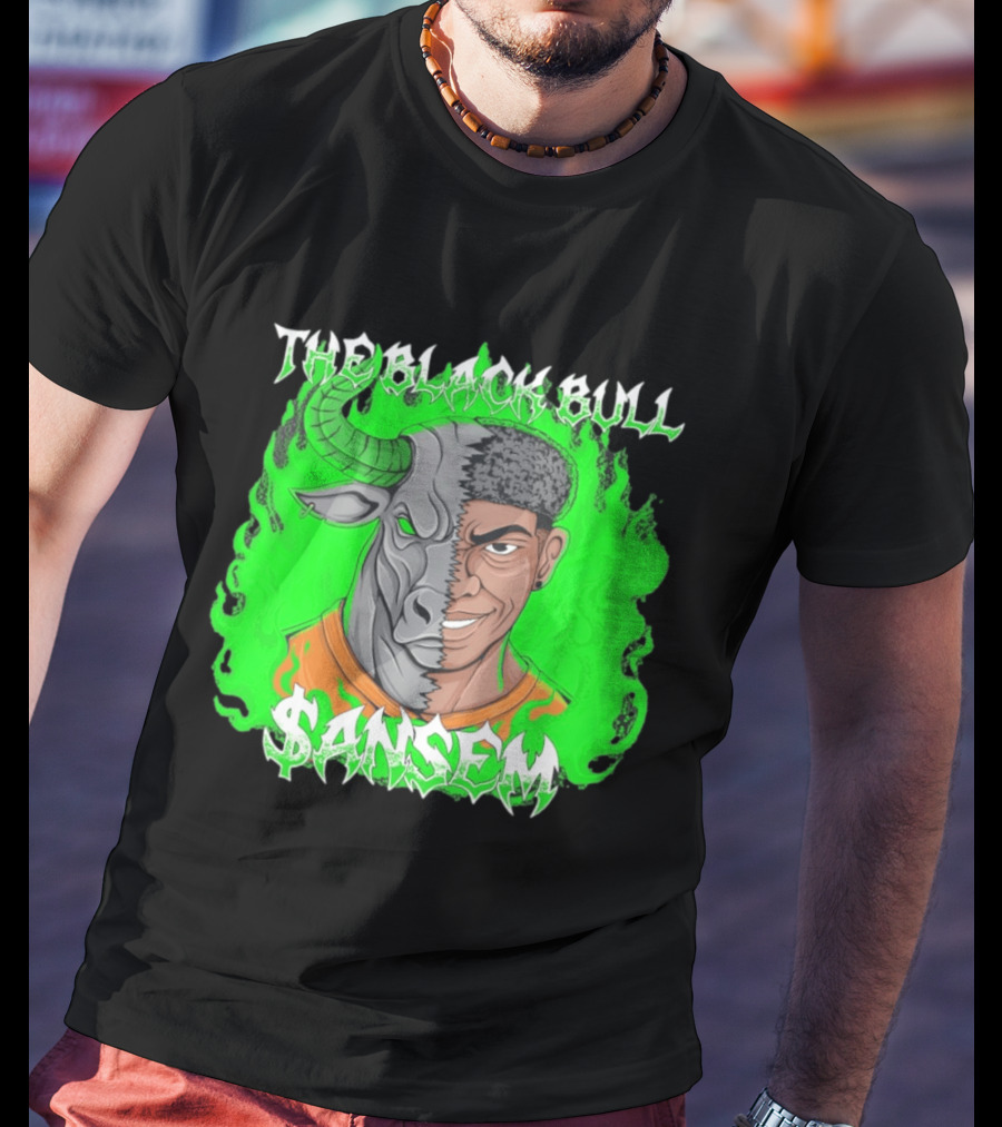 The Black Bull Sansem Half Man Half Bull Green Fire Fusion T-Shirt