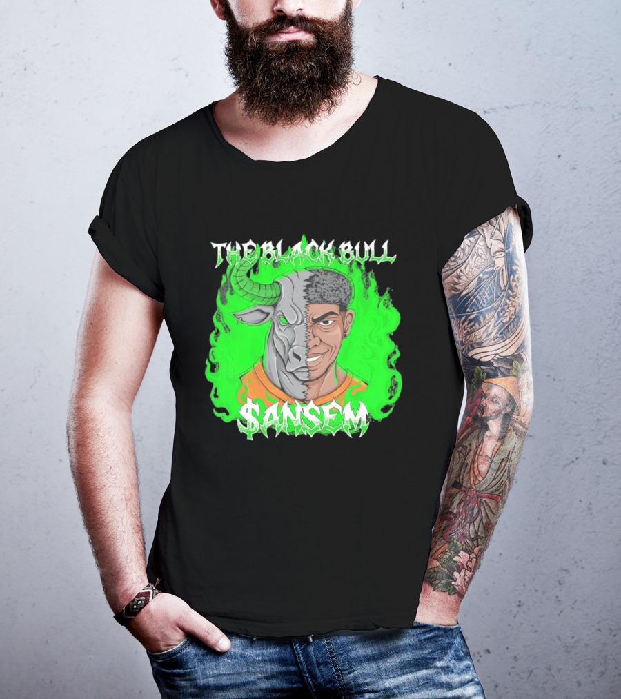 The Black Bull Sansem Half Man Half Bull Green Fire Fusion T-Shirt