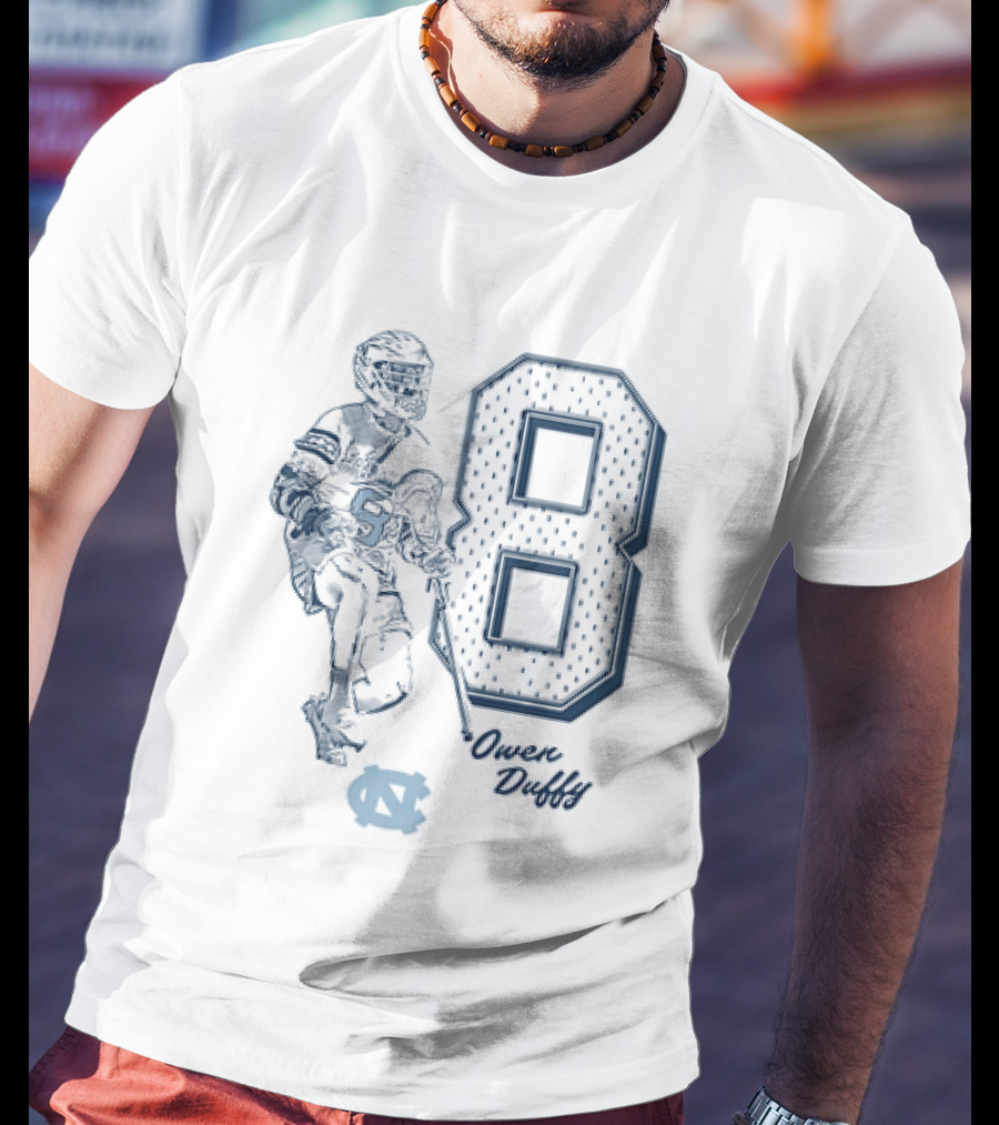 North Carolina Tar Heels Owen Duffy Number 8 Lacrosse T-Shirt