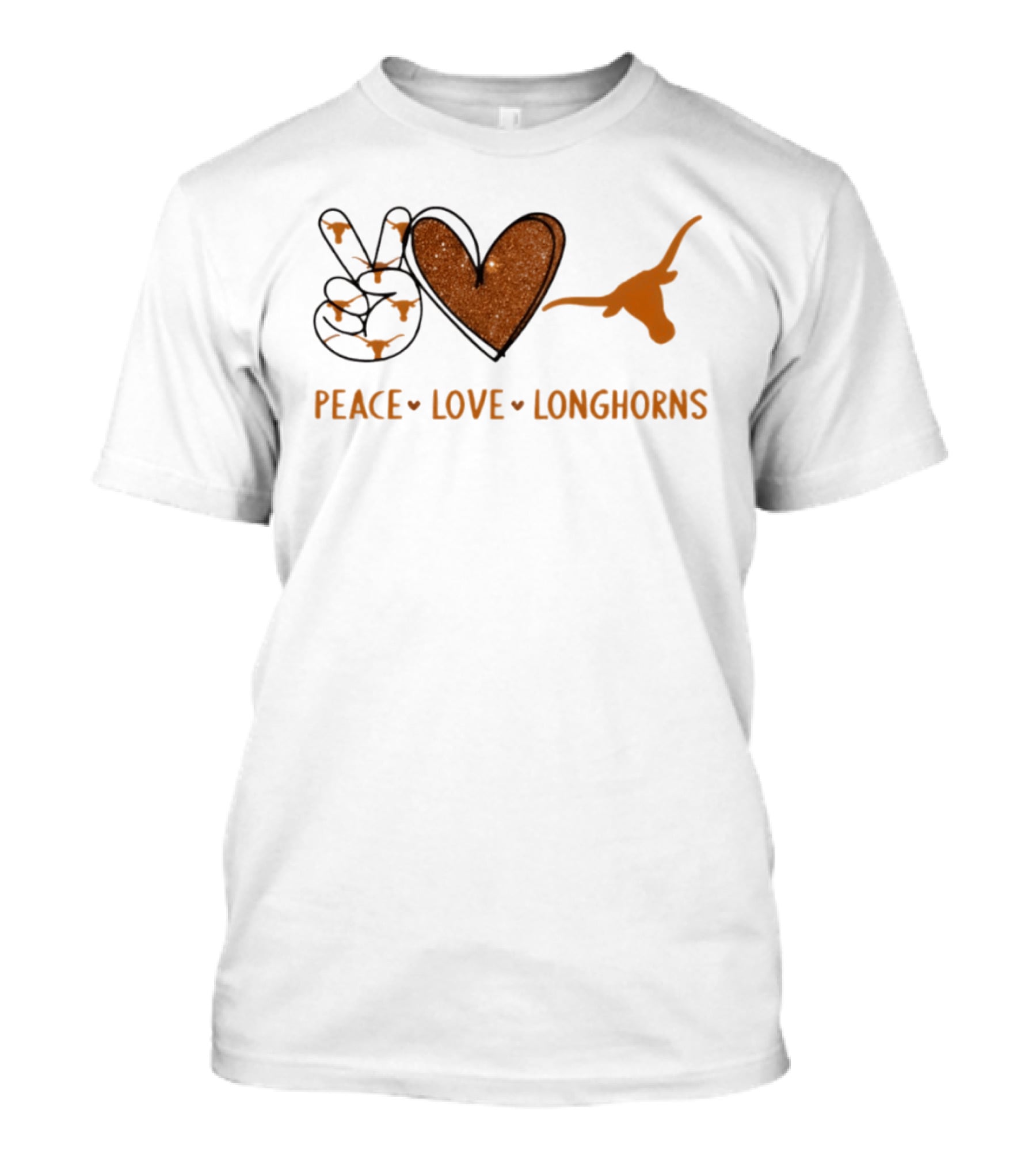 Peace Love Longhorns Texas Football Fan Gear T-Shirt