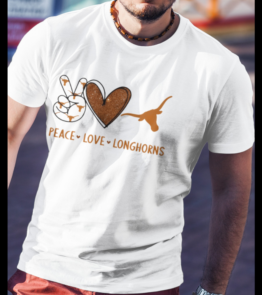 Peace Love Longhorns Texas Football Fan Gear T-Shirt