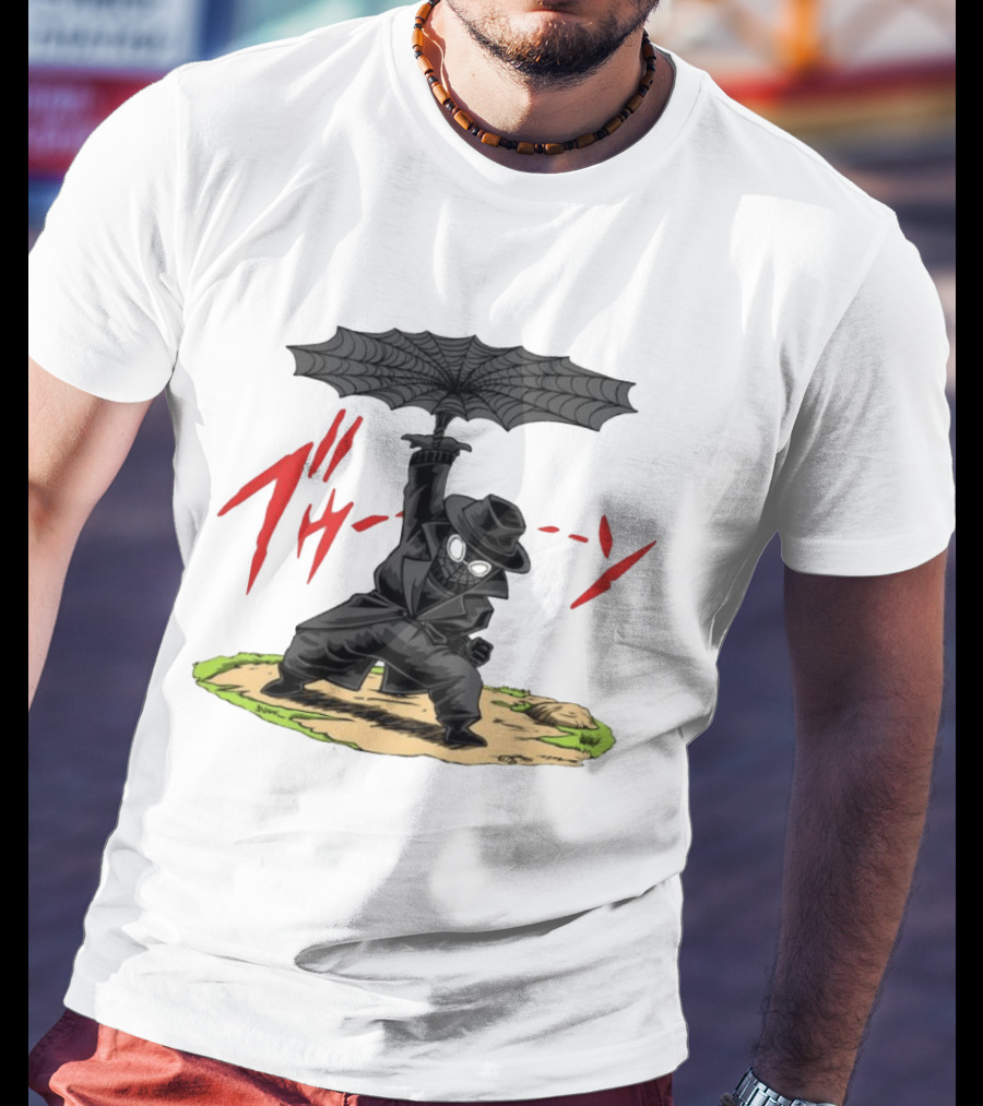 Spider Man Noir Marvel Comics Japanese Text Umbrella Scene T-Shirt