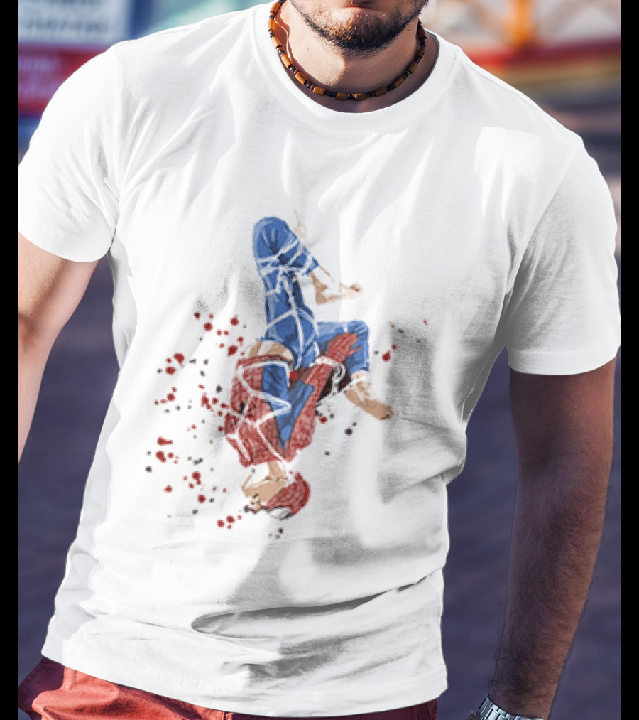 Spider Man Shibari Upside Down Rope Art With Red Flowers T-Shirt