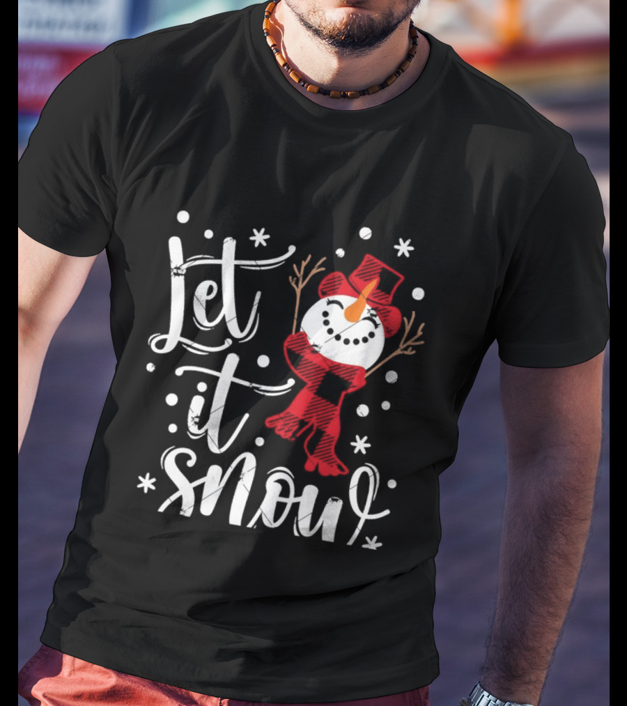 Let It Snow Red Snowman Christmas Magic T-Shirt