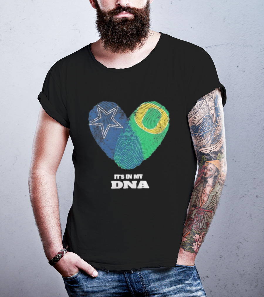 It's In My DNA Dallas Cowboys Oregon Ducks Heart Fingerprint T-Shirt