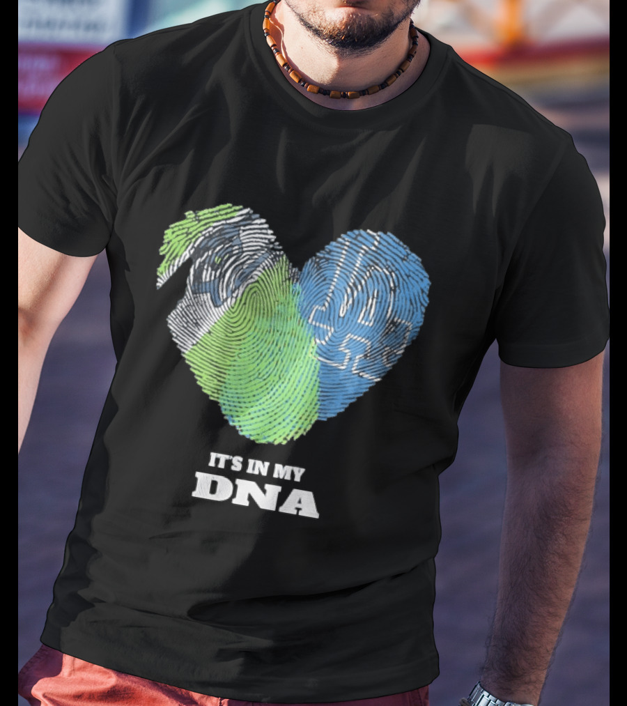 It's In My DNA Seattle Seahawks Los Angeles Dodgers Fingerprint T-Shirt