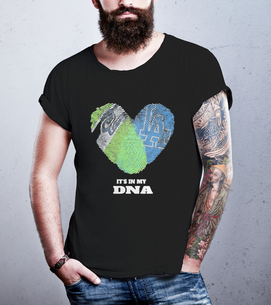It's In My DNA Seattle Seahawks Los Angeles Dodgers Fingerprint T-Shirt