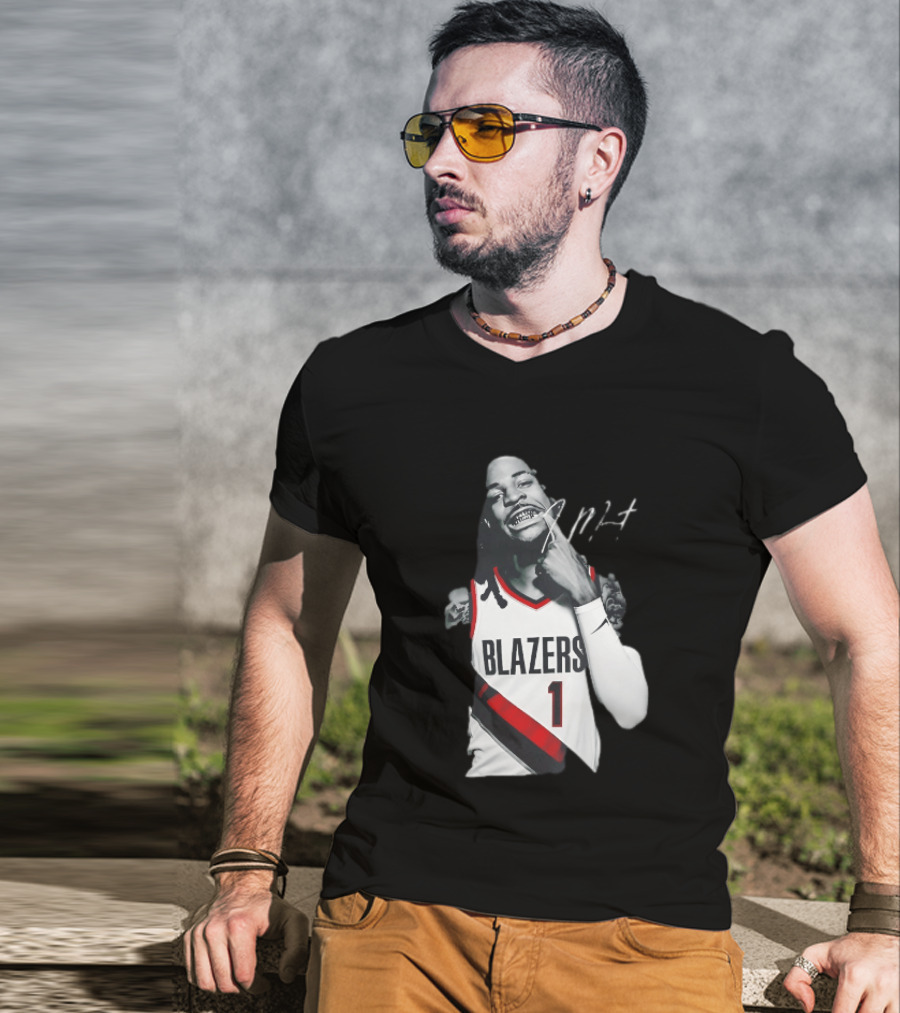 J MT Player Grills Number 1 Blazers T-Shirt