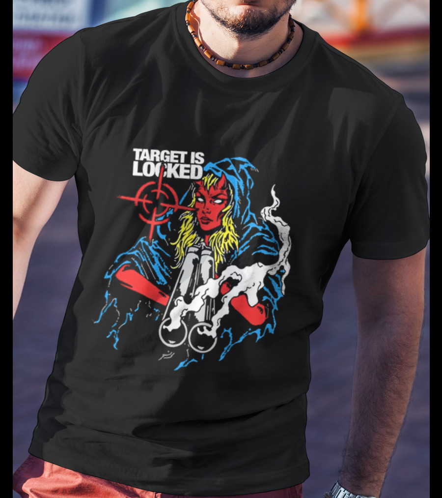 Target Is Locked Devil Woman Aiming Shotgun T-Shirt