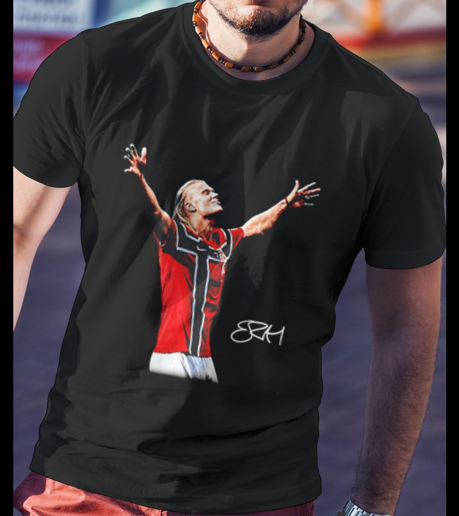 Erling Haaland Norway National Team SRH Autograph Celebration T-Shirt