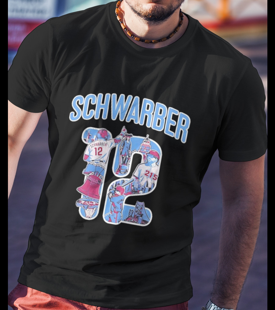 Kyle Schwarber Philadelphia Phillies 12 Liberty Bell City Skyline 215 T-Shirt