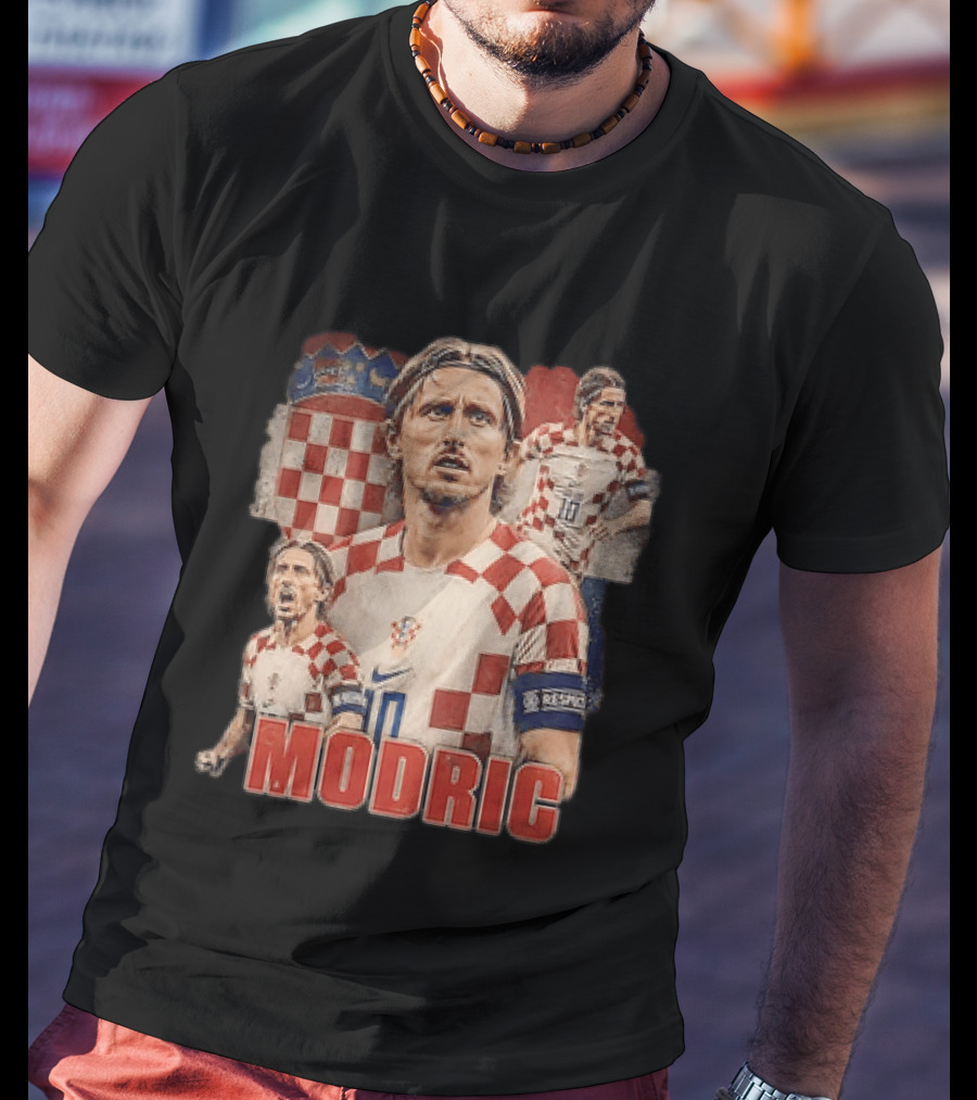 Luka Modric Croatia National Team Footballer With Croatian Flag And Number 10 T-Shirt