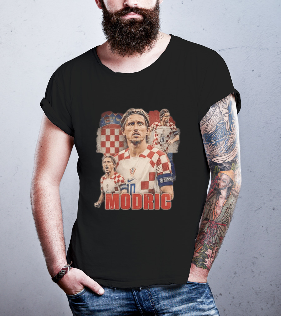 Luka Modric Croatia National Team Footballer With Croatian Flag And Number 10 T-Shirt