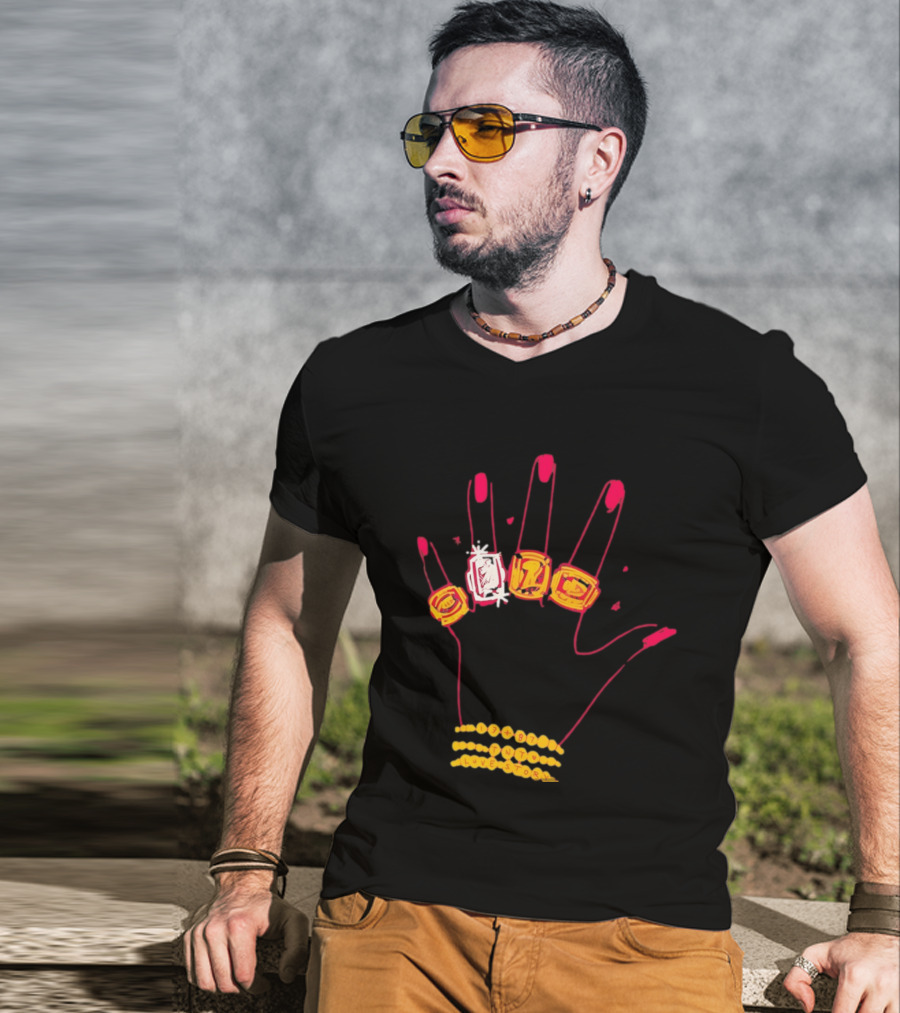 Hand Wearing Rings Bracelets 13 + 87 TNT Love Story T-Shirt