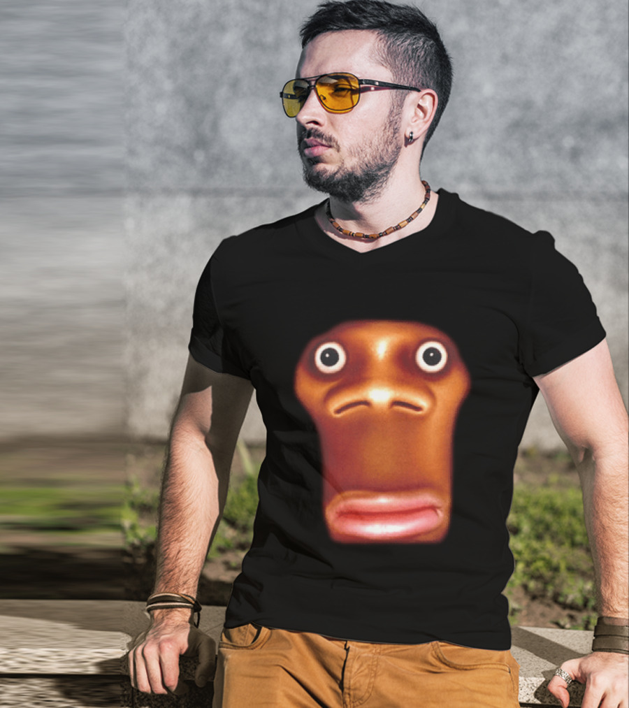 Stop Looking At Me Face Staring Meme Brown Expression T-Shirt