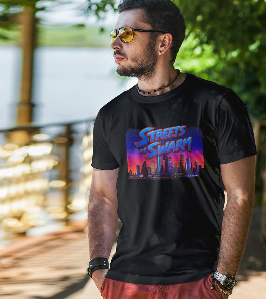 Streets Of Swarm Houston Texans Arcade Skyline Skyline T-Shirt