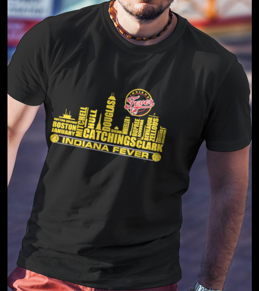 Indiana Fever Tamika Catchings Skyline WNBA Roster T-Shirt