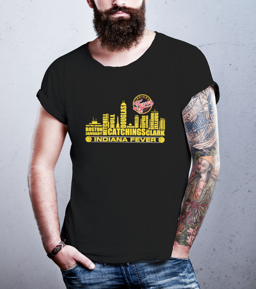 Indiana Fever Tamika Catchings Skyline WNBA Roster T-Shirt