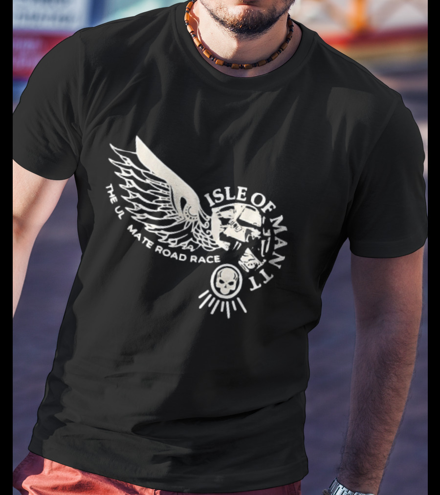 Isle Of Man TT Ultimate Road Race Skull Wing Motorcycle T-Shirt