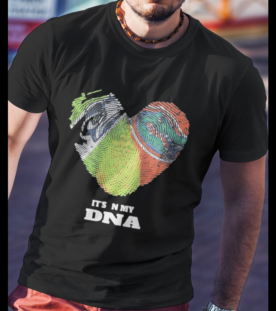 It's In My DNA Ireland And India Fingerprint Heart T-Shirt