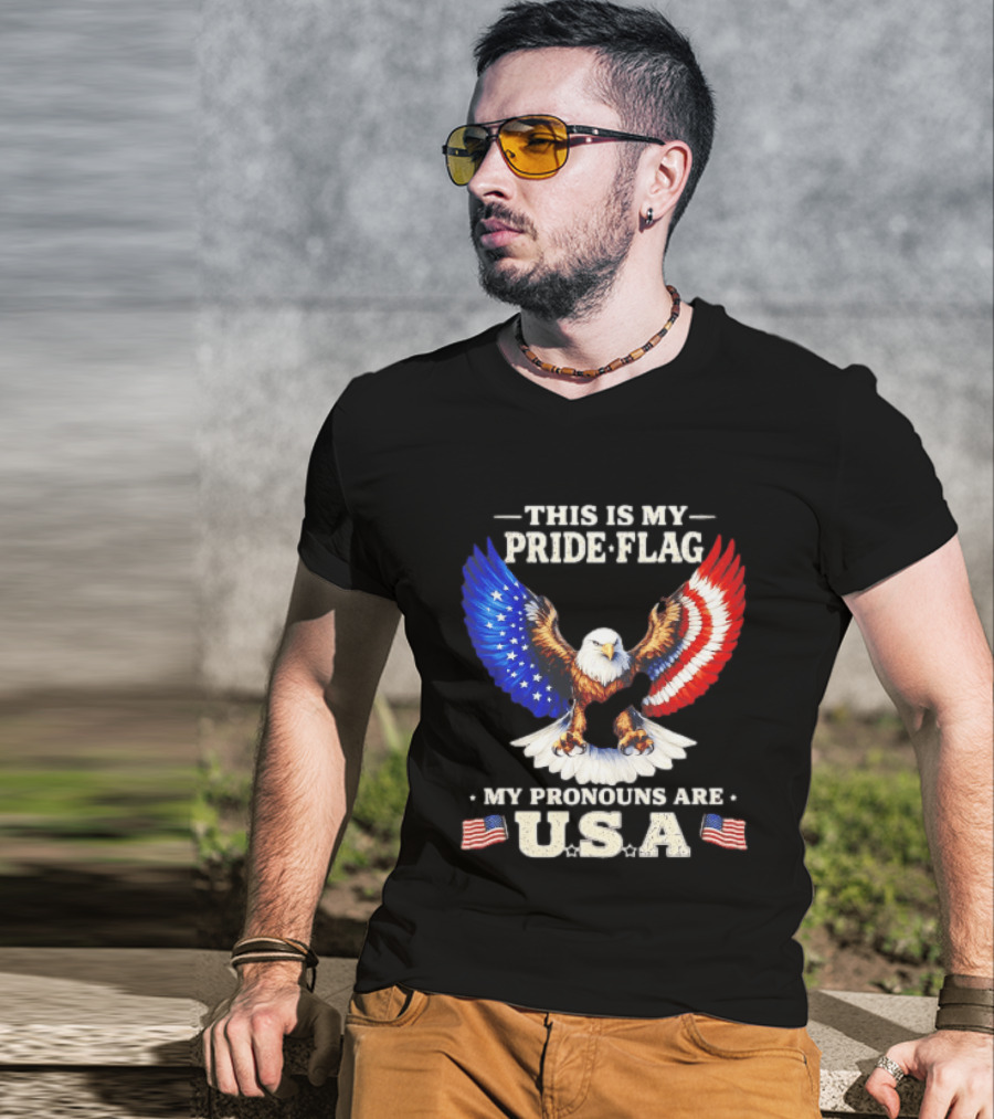 This Is My Pride Flag American Eagle My Pronouns Are USA T-Shirt