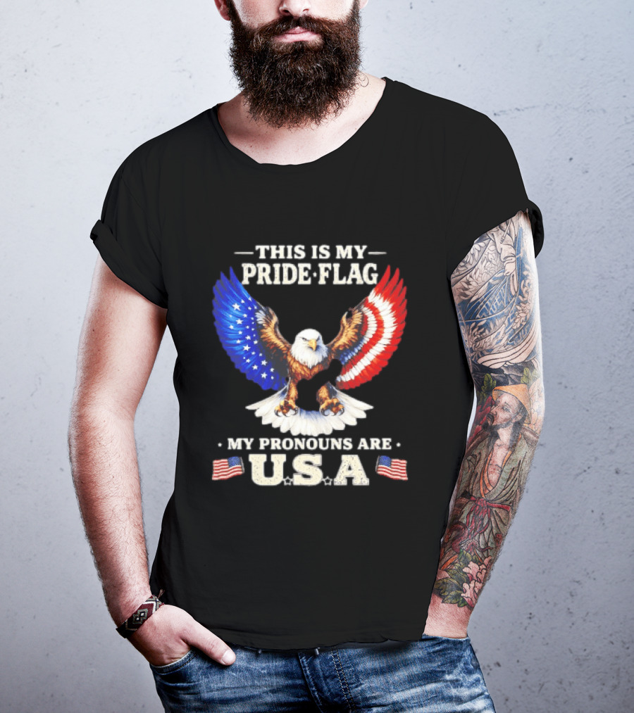 This Is My Pride Flag American Eagle My Pronouns Are USA T-Shirt